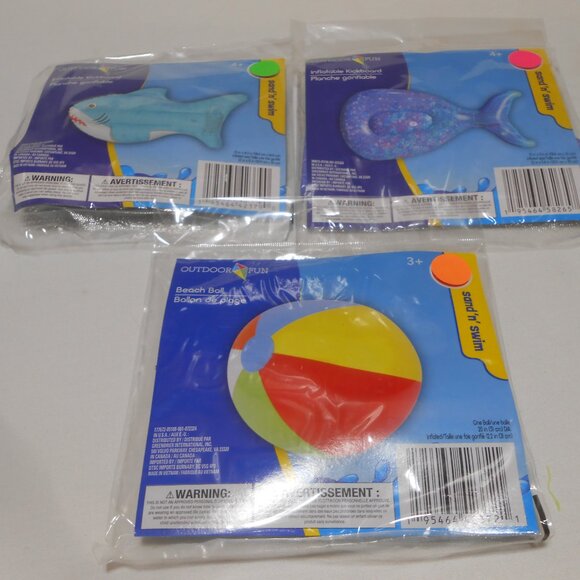 NEW Sand N' Swim inflatable Beach Ball & 2 inflatable Kickboards fish design πβ - Picture 5 of 9